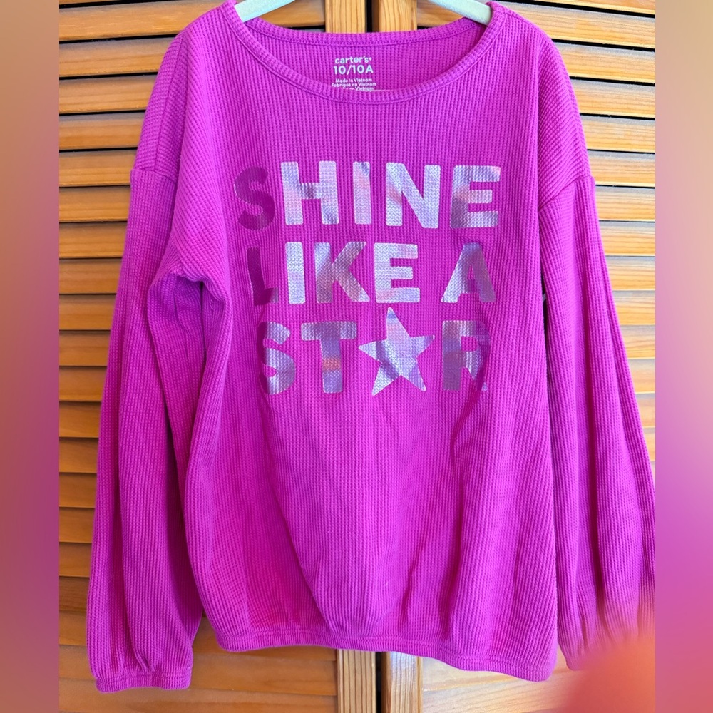 Carter's Bright Magenta Waffle-Knit Girls Sweatshirt